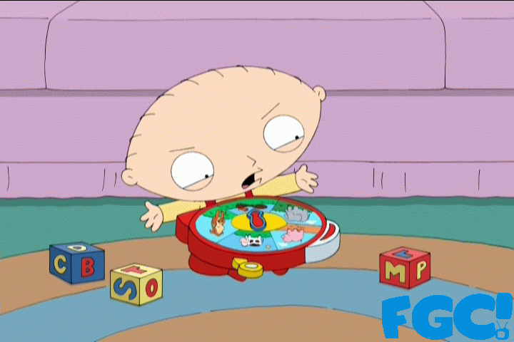 Stewie playing with his European See and Say